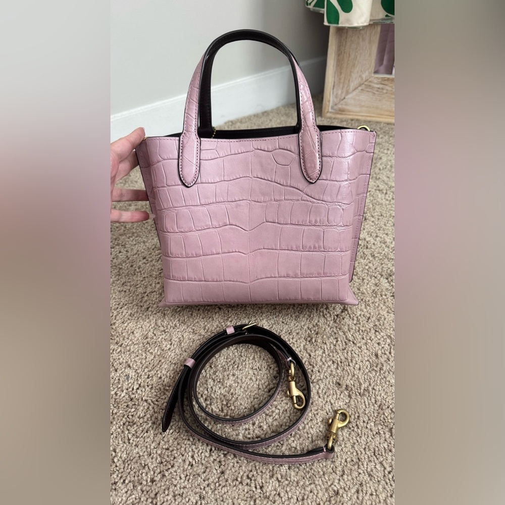 Coach Lilac Croc-Embossed Willow 24 Tote - Picture 5 of 7